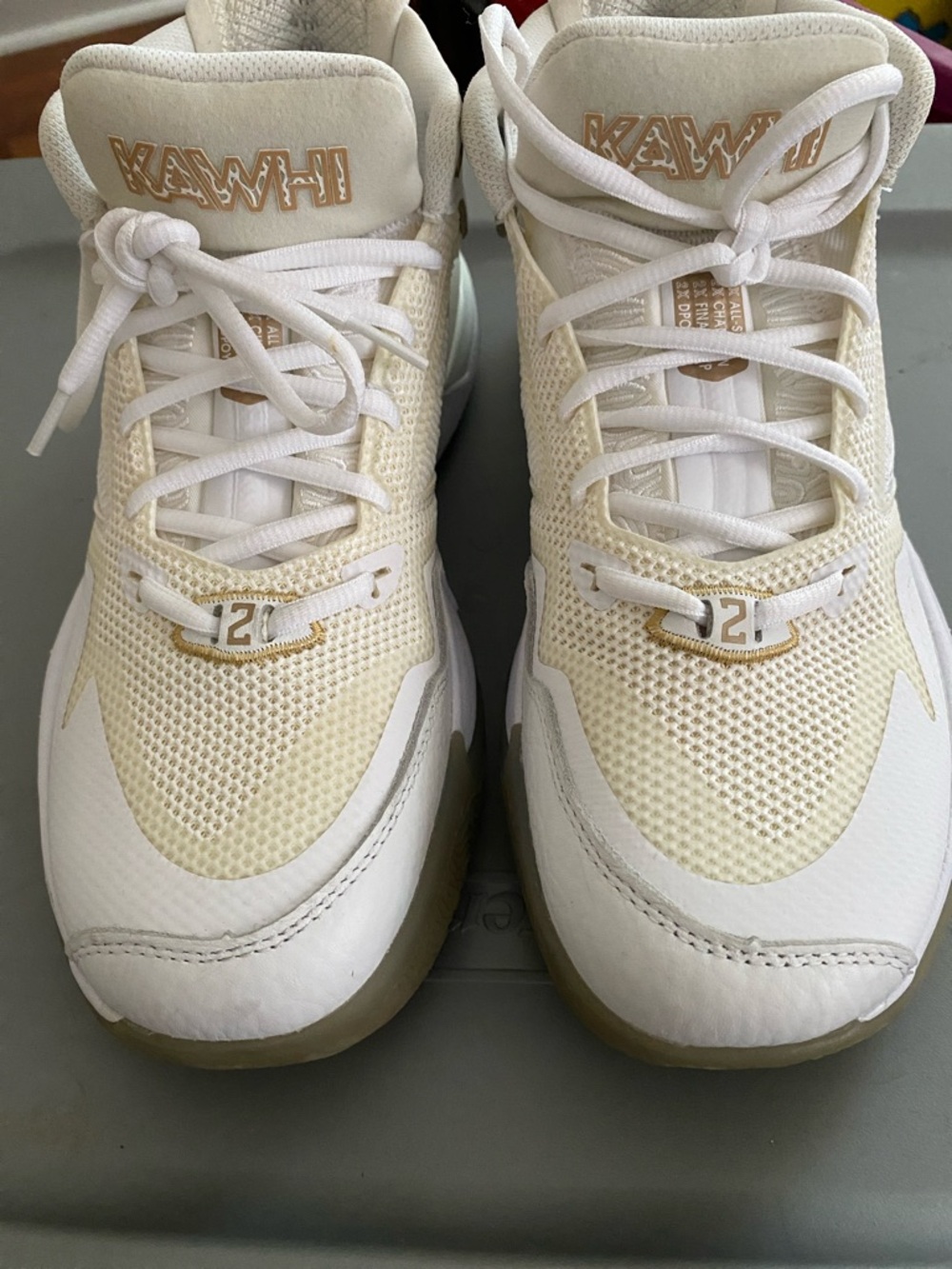 Kawhi Leonard 'Kawhi' White & Cream Basketball Sneakers